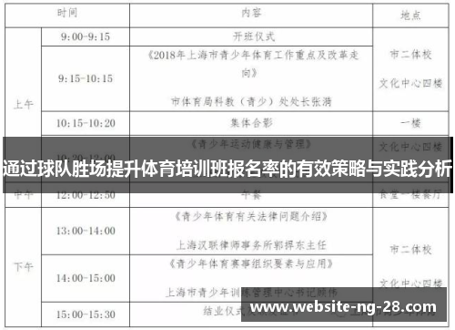 通过球队胜场提升体育培训班报名率的有效策略与实践分析
