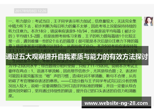 通过五大观察提升自我素质与能力的有效方法探讨